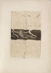 Dos fosas nasales dobladas hacia las profundidades..., lámina 16 de El Primer Libro de Urizen, 1794